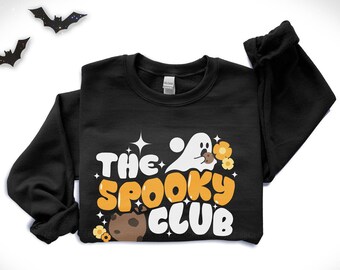 Spooky Club Sweatshirt - Spooky Sweatshirt, Happy Halloween clothes | Fall Crewneck  with Cute and Scary Ghost
