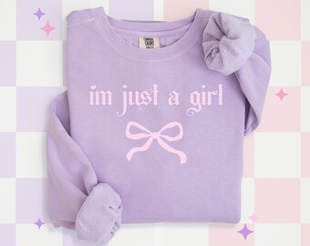 Just a girl Sweatshirt | Comfort Colors | Coquette Sweatshirt | Womens y2k clothing |  Cute Gifts | Pink lovers coquette shirt