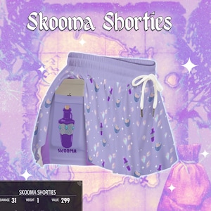 Skooma Shorties -  Moon Sugar and Soul Gems Flowy Shorts| Ladies Shorts, Gamer Gifts *RARE*