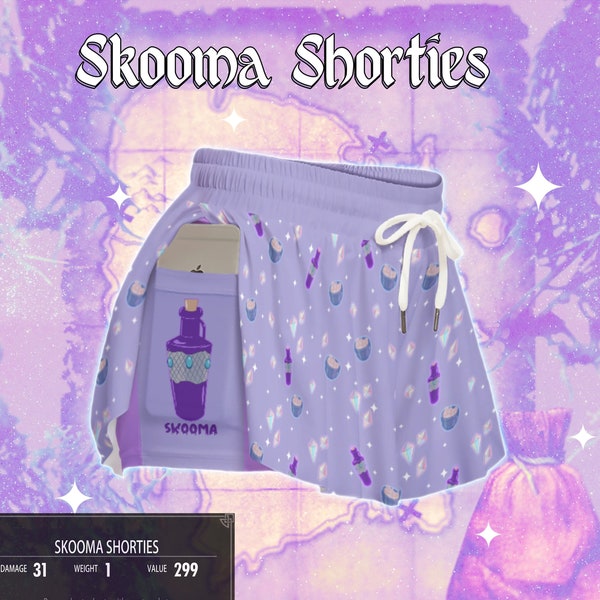 Shorties Skooma - Short fluide Moon Sugar and Soul Gems| Shorts pour femmes, cadeaux pour gamers *RARE*