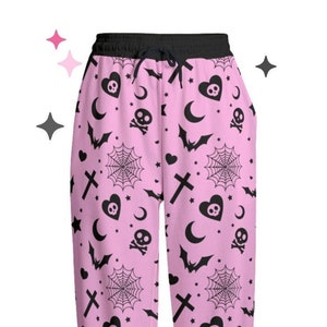 Soft Goth Sweatpants | Skully Yami kawaii Trendy Cotton pocket pants | Stylish Pastel Goth Clothing