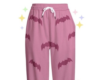 Monster Girl Sweatpants | Succubus Bat Wings Pocket Pants | Cute Goth Bottoms | Kawaii Clothing