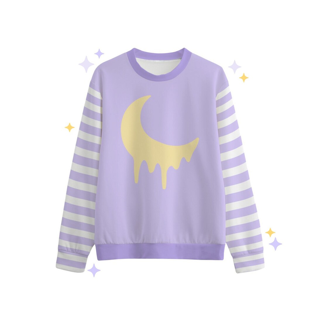 Sweat-shirt Pastel Goth étoiles Et Ciel - Motif Fantasy Rose Bleu Violet