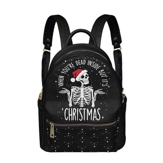 Dead Inside Mini Backpack Purse | Funny Christmas Bag  display picture 2