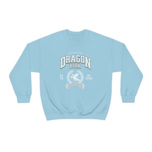 Dragon Legend - College Sweatshirt, Medieval Preppy Style | Trendy Gamer Gifts Light Blue