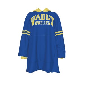 Vault Dweller Hoodie Blanket | Retro Futuristic Oversize Snuggle Sherpa | Wearable Blanket | Gamer Gifts | Western Wasteland Pajama *CUSTOM* image 6