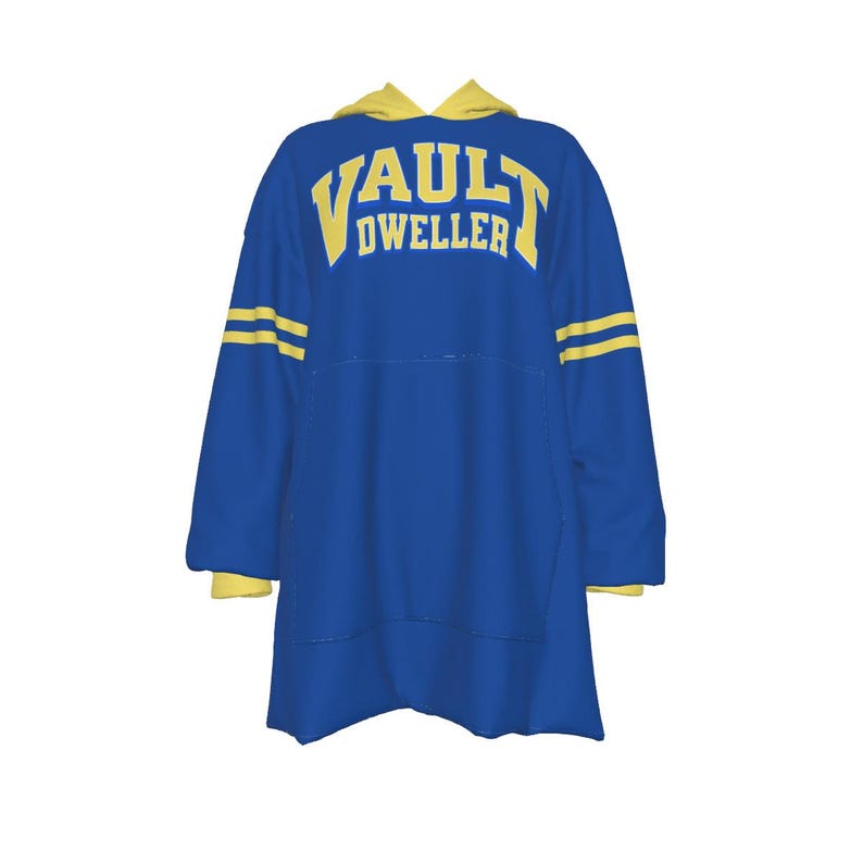 Vault Dweller Hoodie Blanket | Retro Futuristic Oversize Snuggle Sherpa | Wearable Blanket | Gamer Gifts | Western Wasteland Pajama *CUSTOM* image 6
