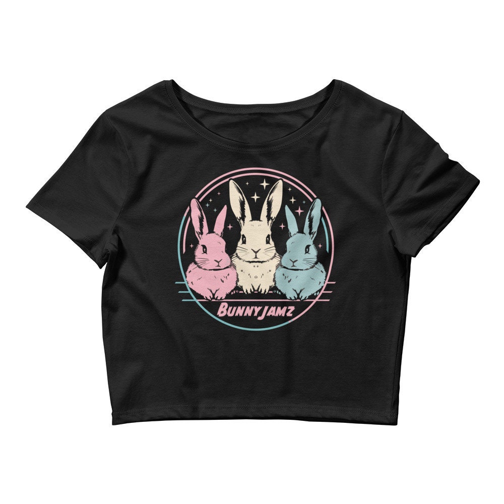 Bunny Jamz Crop Top | Cute Pastel Rabbit Fitted Graphic Top