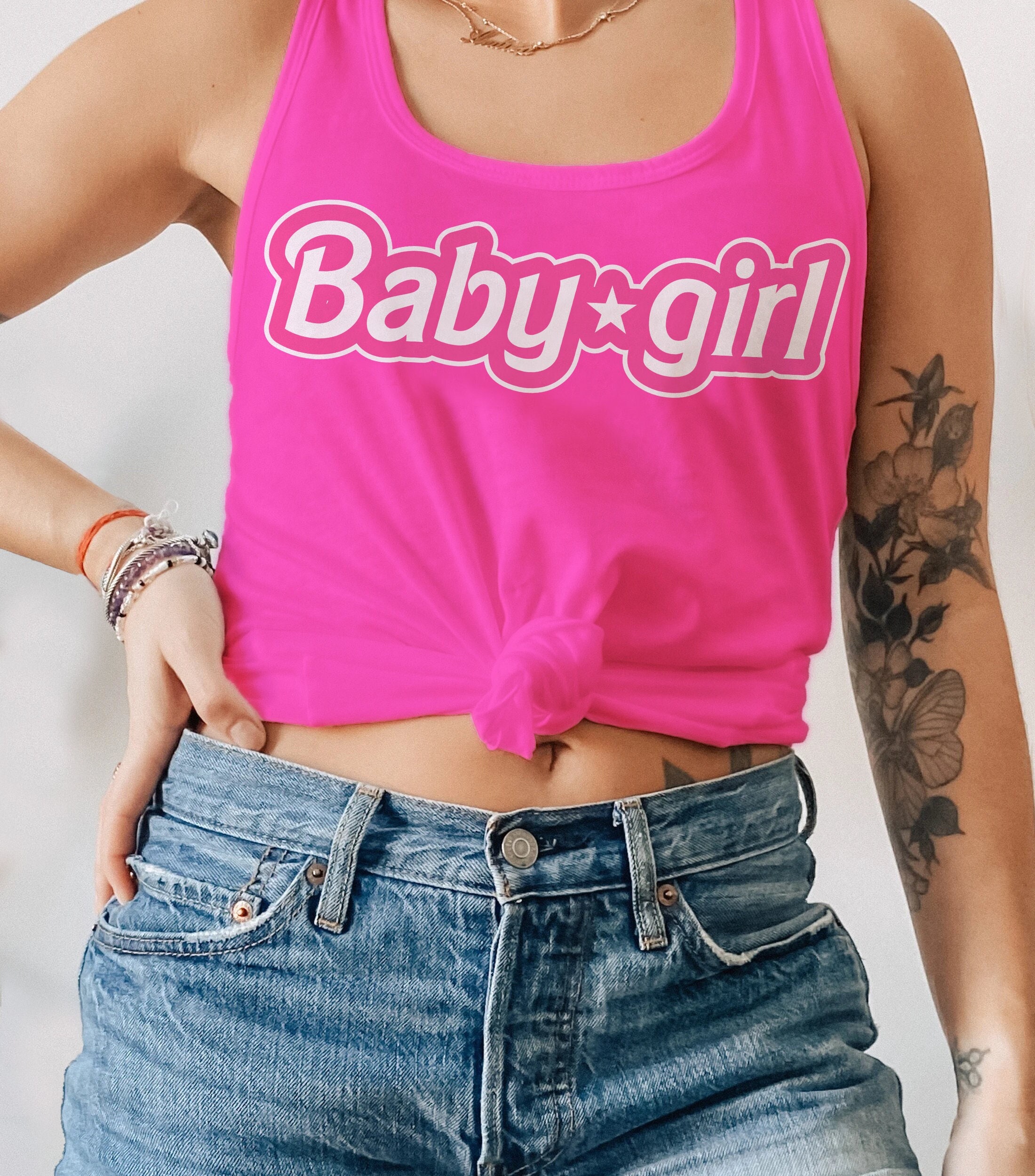 Baby Girl Tank Women's Malibu Pink Y2K Summer Party Top Hot Girl Summer Haut Hot Pink Aesthetic