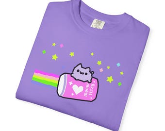 Kitty Pixel Shirt | Kawaii Rainbow Kawaii Gamer Girl Cute Graphic Tee | Comfort Colors | Funny Arcade pixel art shirt | Gift For Cat Lovers