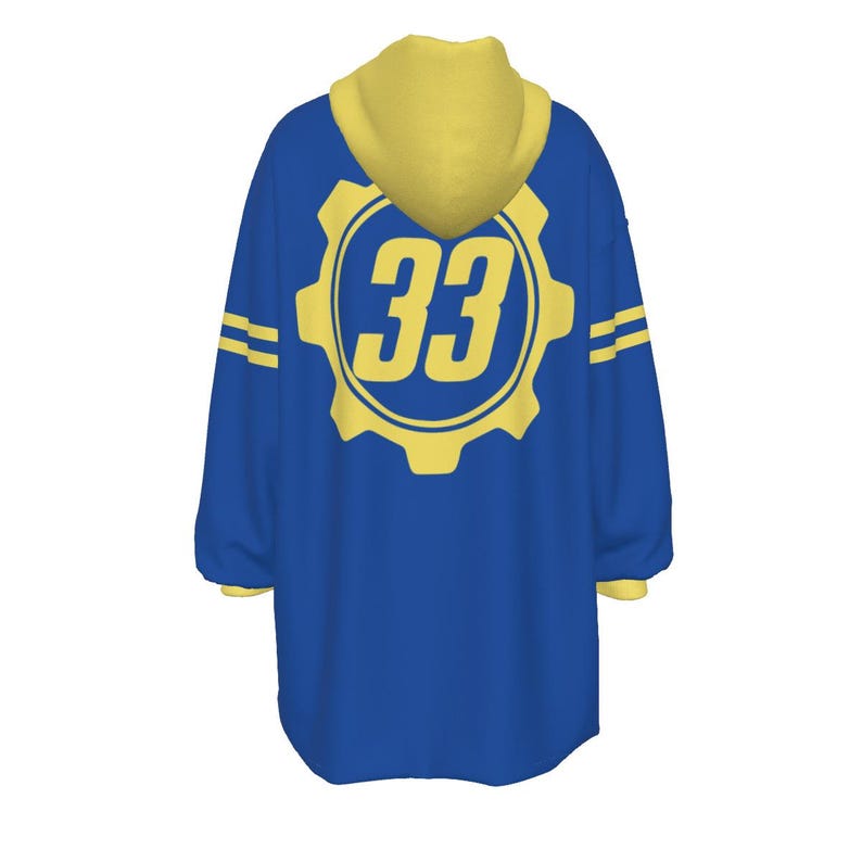 Vault Dweller Hoodie Blanket | Retro Futuristic Oversize Snuggle Sherpa | Wearable Blanket | Gamer Gifts | Western Wasteland Pajama *CUSTOM* image 2