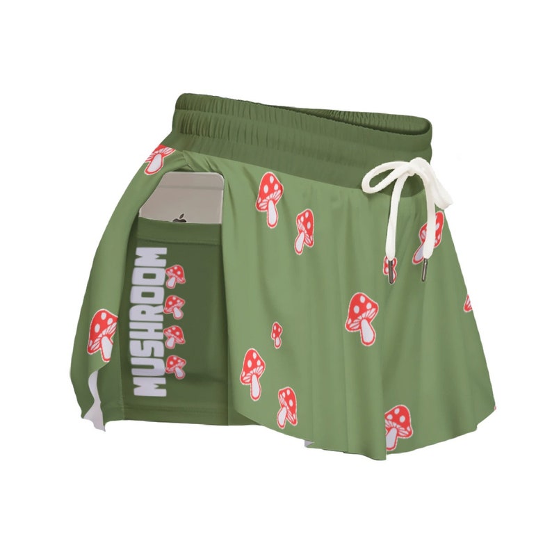 Toadstool Mushroom Flowy Shorts | Rich Rare Cottagecore | Granola Girl Aesthetic Clothes | Best Friend gift image 2