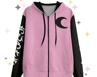 Cute Moon Hoodie | Pastel Goth Jfashion Cute Bunny | Celestial Kawaii Clothing | Cutecore Zip Up Hoodie | Trendy Aesthetic | Gift for Them