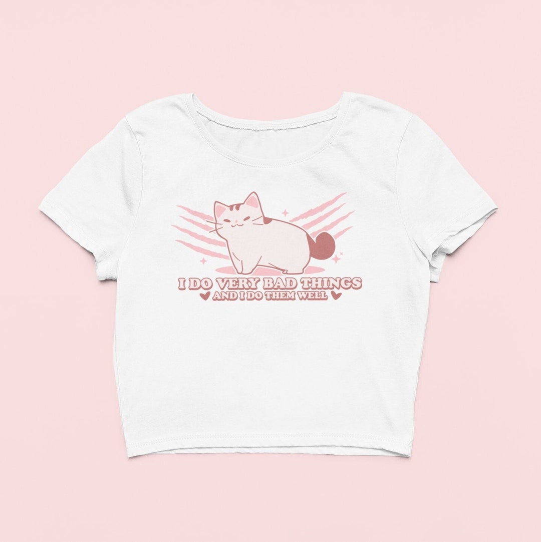 Bad Kitty Crop Top | Cute Fitted Graphic Top | Y2K Baby Tee Bad Kitty Crop Top | Cute Fitted Graphic Top | Y2K Baby Tee
