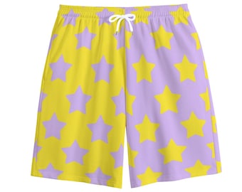 Magical Pastel Star Shorts | Cute Y2K Split Color Cotton Lounge Shorts | Kawaii Celestial Kidcore Clothing, Pastel Aesthetic Loungewear