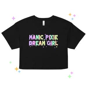 Manic Pixie Dream Girl Crop Top | Cute Star Graphic Top | Y2K Baby Tee | Gift For Girlfriend | Star Aesthetic | Starry Night Shirt