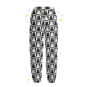 Bunny Block Sweatpants | Cute Pixel Bunny Goth Pajama Bottoms | Y2K clothing, Cotton | Kawaii Pants | Cute Gift image 2
