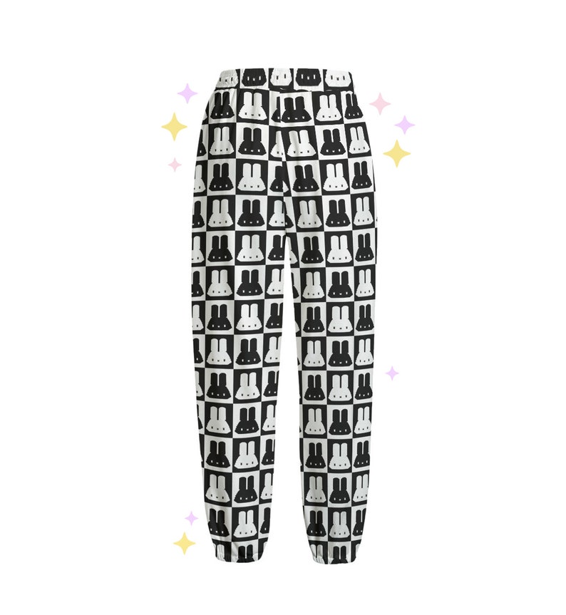 Bunny Block Sweatpants | Cute Pixel Bunny Goth Pajama Bottoms | Y2K clothing, Cotton | Kawaii Pants | Cute Gift image 2