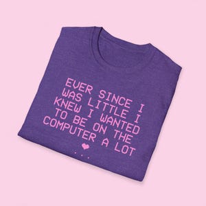 Cybercore Nerd Shirt | Cute CUSTOM Top | Webcore Graphic Y2K Tee | Gift For Girlfriend | Computer Geek Funny Gamer Girl Gift For Her Heather Purple