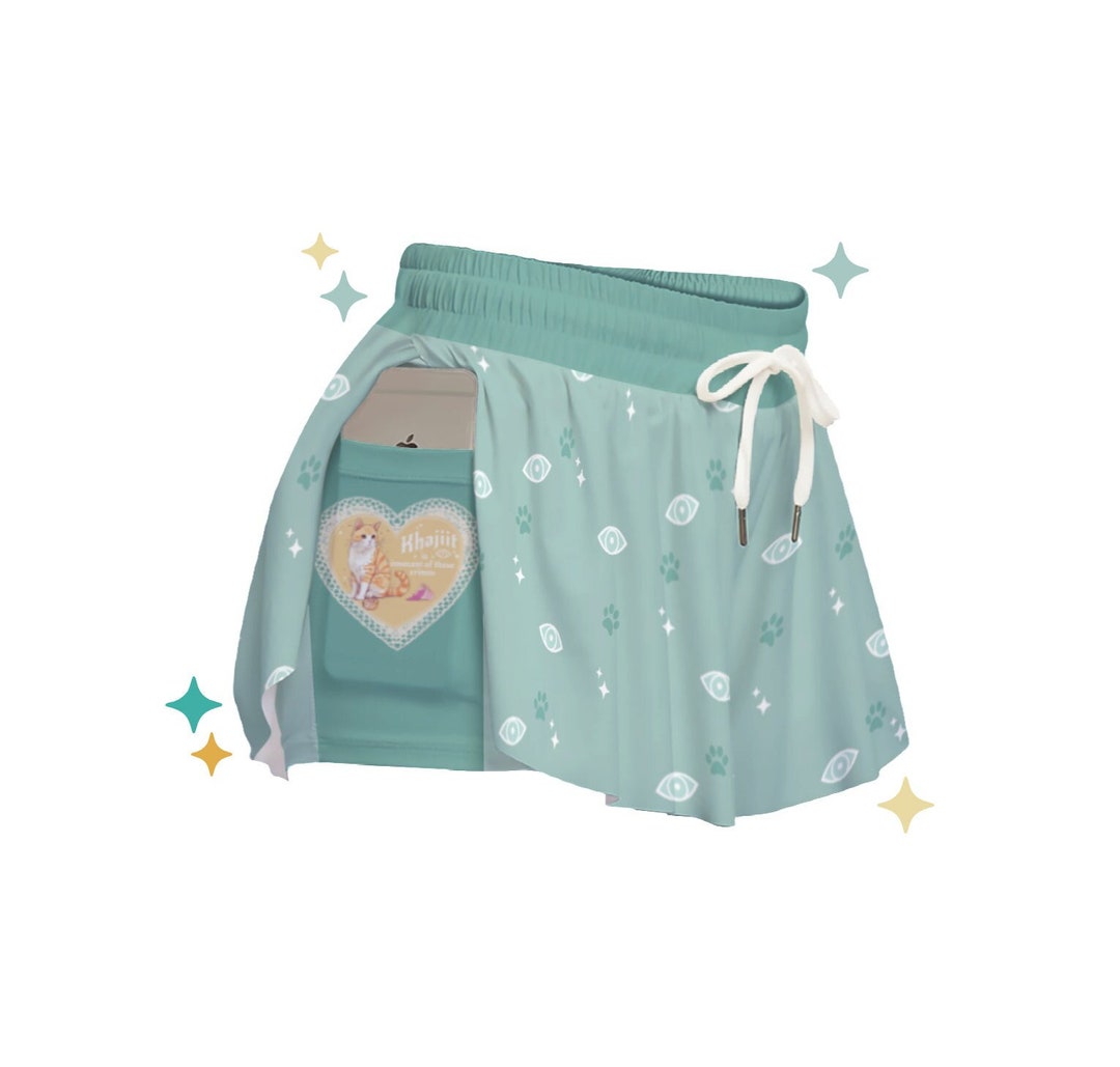 Cat Eyes Shorties - Ladies Flowy Pocket Shorts | Vibrant Sage Eyes | Dancing Gamer Gifts - Etsy