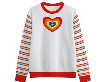 Rainbow Heart Sweatshirt | Kidcore Sweater | Kawaii Clothes | Cute Clown Aesthetic Sweater