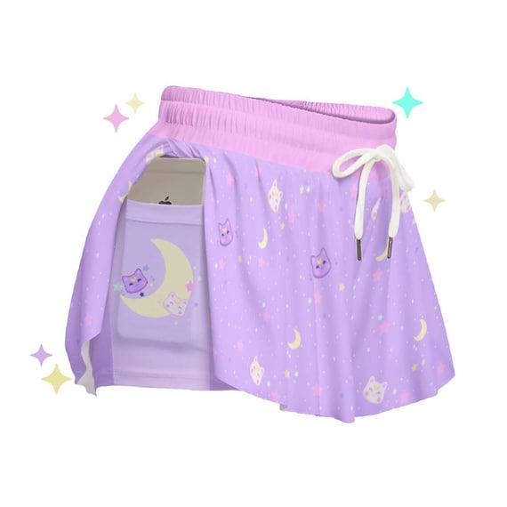 Stardust Kitty Pocket Shorties Moon Cat Space Pastel Alt