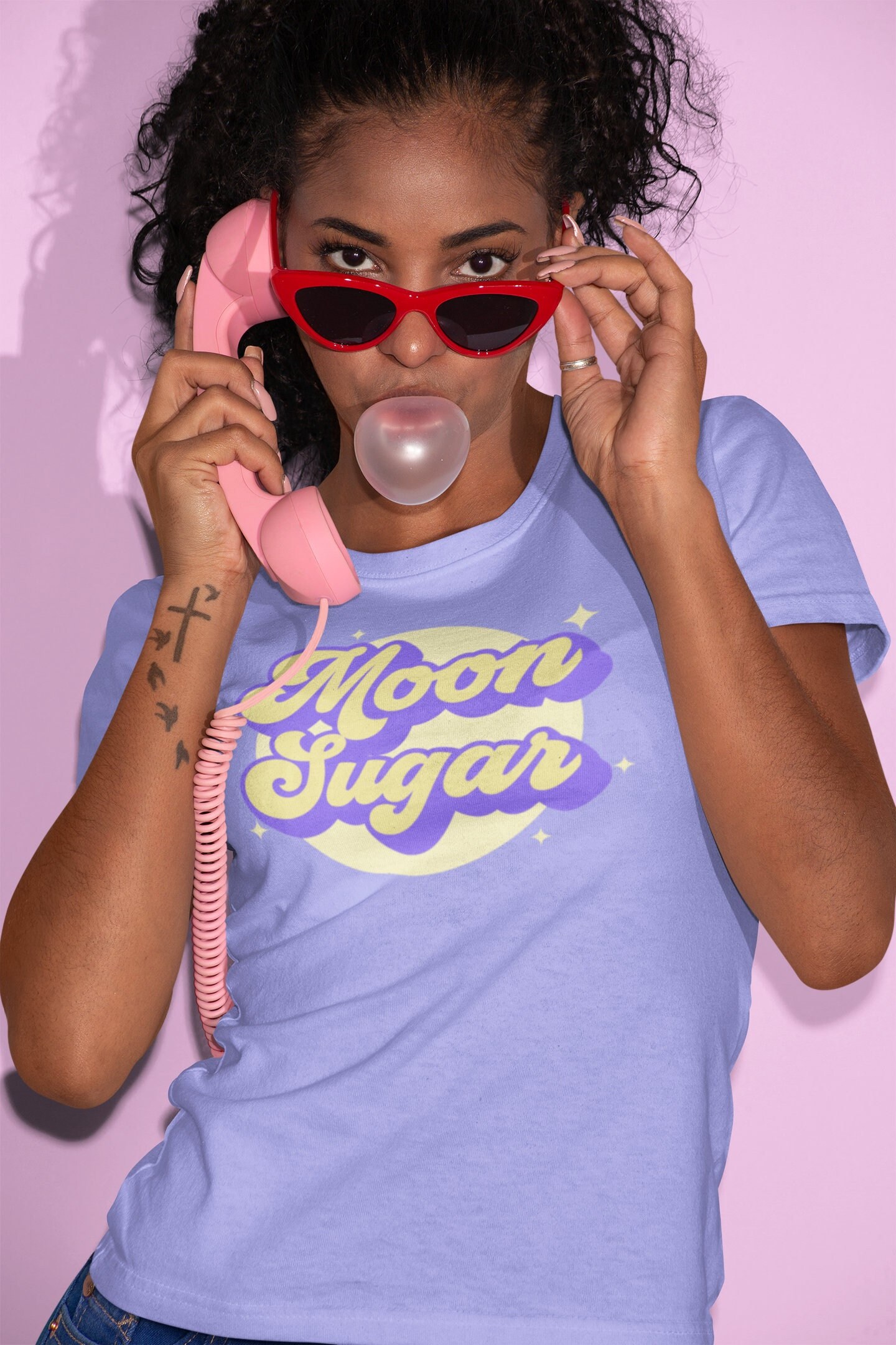 Moon Sugar t-shirt - Moon Child | y2k top style, lilac soft girl |  Cute Retro gift | e girl shirt