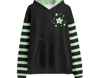 Stardust Ramen Hoodie | Alien Fleece Pullover | Glow Yums Kawaii Extraterrestrial Punk Star Clothes | Trendy Space Gift for Bestie
