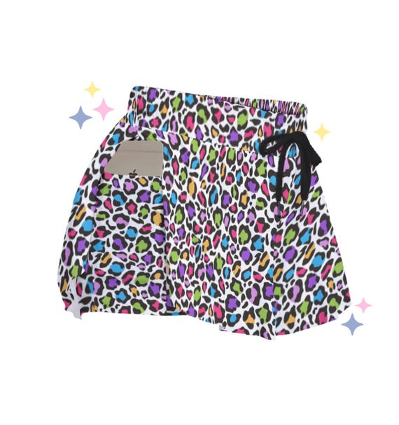 Rainbow Leopard Print Flowy Shorts Cute High Waisted Bottoms Punk, Alt  clothing, Kawaii Shorts Gift for Her