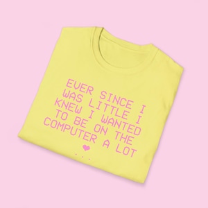 Cybercore Nerd Shirt | Cute CUSTOM Top | Webcore Graphic Y2K Tee | Gift For Girlfriend | Computer Geek Funny Gamer Girl Gift For Her Cornsilk