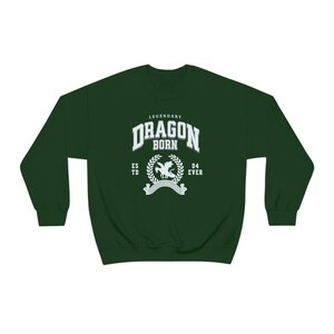 Dragon Legend - College Sweatshirt, Medieval Preppy Style | Trendy Gamer Gifts Forest Green