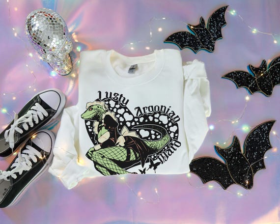 Lusty Maid Sweatshirt | Cute Gothic Sweater | y2k Heart clothing, funny Gamer Gifts | Trendy Lizard Aesthetic | Gamer Girl Gift