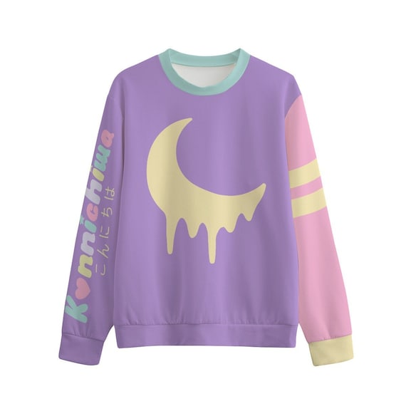 Crescent Moon Sweatshirt | Cute Japanese Lovers Shirt | Pure Cotton Harajuku Clothing | kawaii cloth
