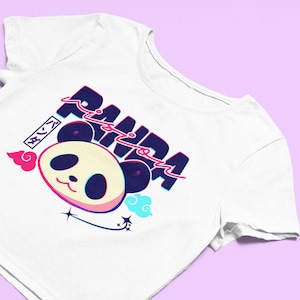 Panda Vision Crop Top | Cute Fitted Graphic Tee | Y2K Baby Tee | Kawaii Shirt | Gift For Her