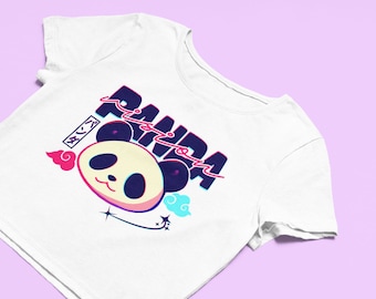 Panda Vision Crop Top | Cute Fitted Rave Top | Y2K Baby Tee | Anime Shirt | Gift For Girlfriend | Japanese Streetwear | Gift For Her