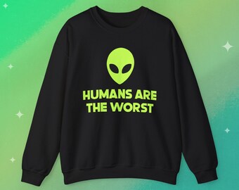 Alien Sweatshirt | Mental Health UFO Weirdcore Fleece Pullover | Extraterrestrial Punk Clothes | Space Hoodie, Trendy Space Gift for Bestie