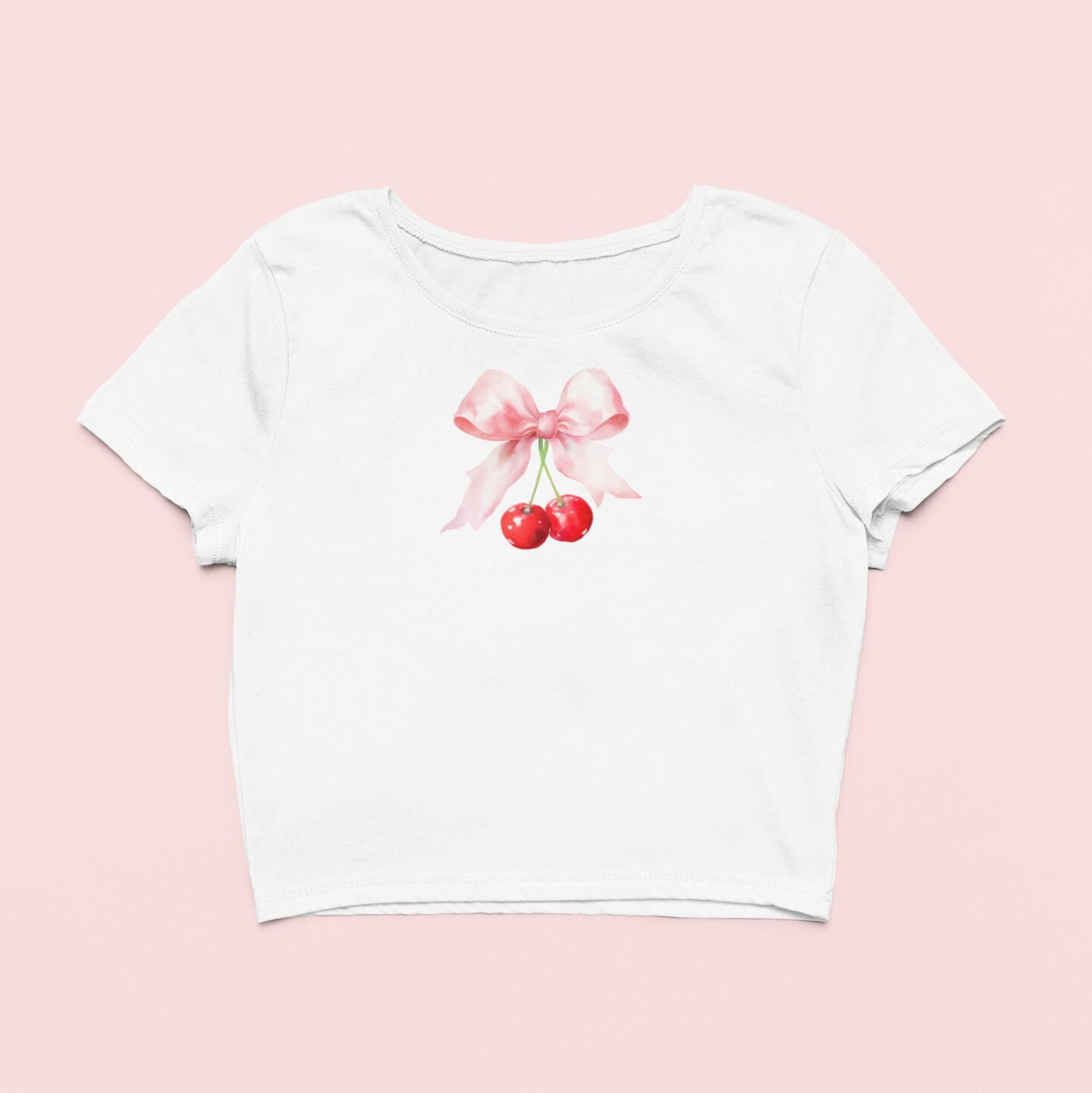 ★KIRSH★ Ribbon Cherry Graphic Crop T-Shirt White MUSINSA | KIRSH Ribbon Cherry Graphic Crop T-Shirt [White]