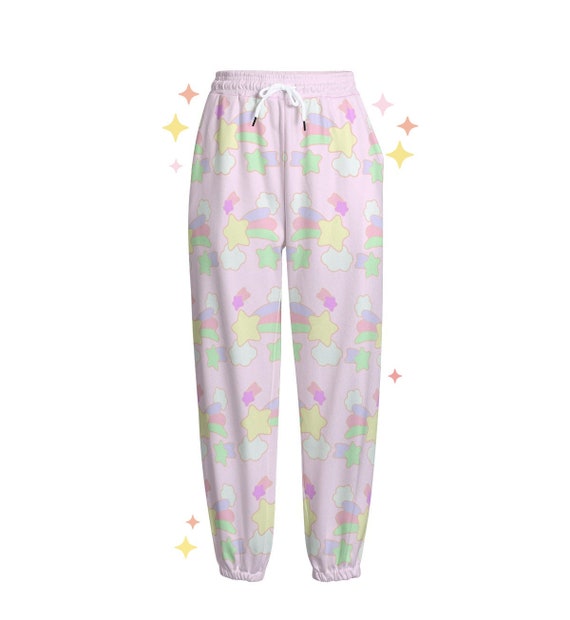 Dreamy Joggers Cute Pastel Star Rainbow Bottoms Y2K Clothing Cotton Kawaii Sweatpants Etsy
