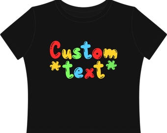Custom Clown Crop Top | Clowncore Cute Fitted Graphic Top | Funny Baby Tee | Bubble Text Shirt |  Kawaii Shirt | Silly Gift For Girlfriend