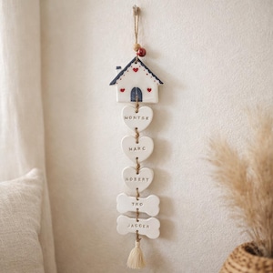 Personalisierter Wandbehang mit Familiennamen, Hausdeko mit Namensschildern, handgefertigte Keramik-Wohndekoration, Einzugsgeschenk