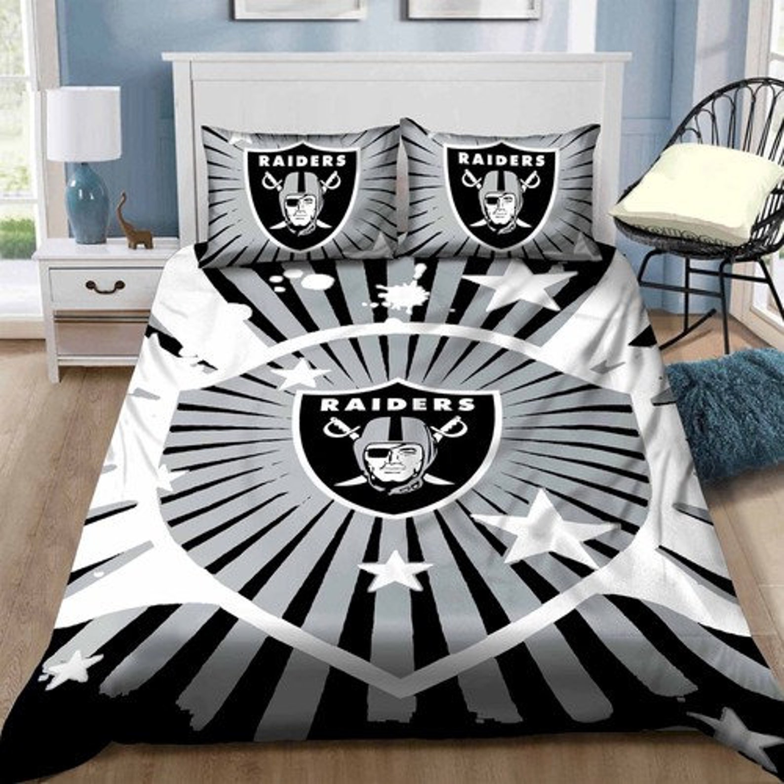 Las Vegas Raiders Bedding Set Sleepy Duvet Cover & Pillow Etsy