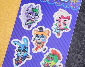 Five Nights at Freddy's Sticker Sheet Security Breach | Glamrock Freddy Bonnie Chica Roxy Monty Fnaf Fan Gift