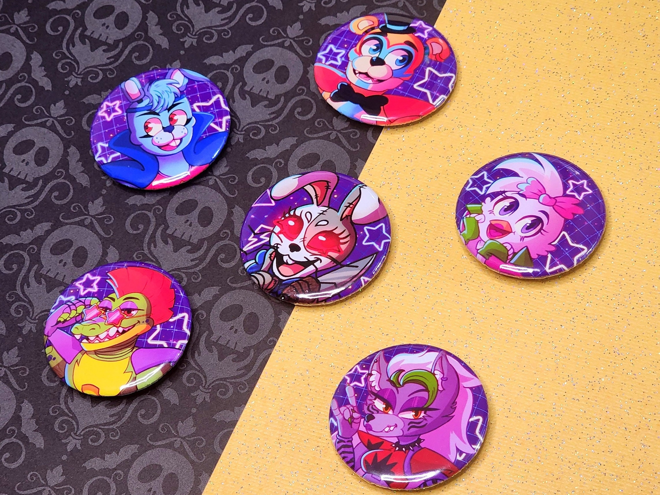 Five Nights at Freddy's Pins Glossy or Holographic FNAF Buttons ...