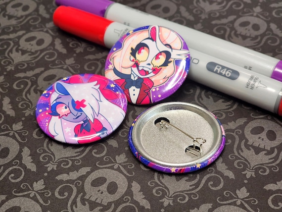 Hazbin Hotel Pin Holographic or Glossy Buttons | Charlie Vaggie