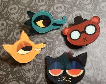 Night in the Woods Pins | Mae Bea Gregg Angus Nostaligic Spooky Indie Game NITW Fan Gift Acrylic Pin