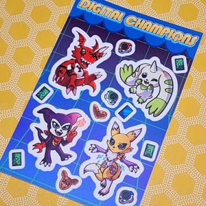 Digimon Stickerbogen | Guilmon Terriermon Renamon Immon Digimon Tamers Digitale Monster Digimon Fan Geschenk Süßes Kawaii Briefpapier