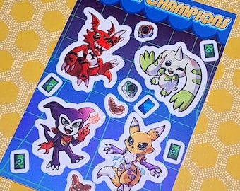 Digimon Sticker Sheet | Guilmon Terriermon Renamon Impmon Digimon Tamers Digital Monsters Digimon Fan Gift Cute Kawaii Stationery