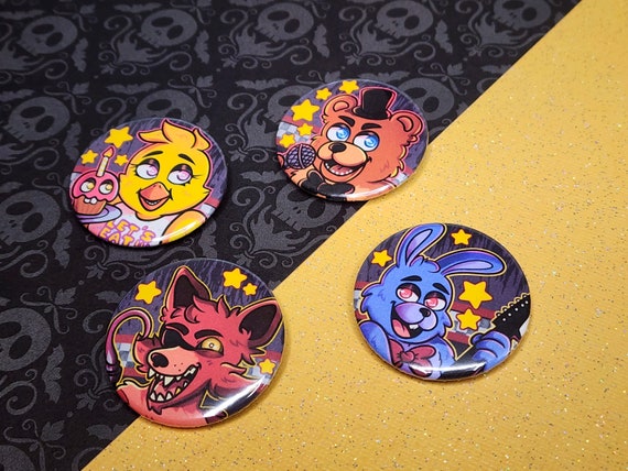 Five Nights at Freddy's Pins Glossy or Holographic FNAF Buttons