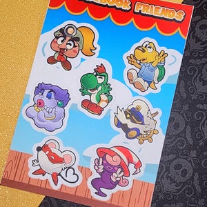 Folha de adesivos de porta Paper Mario The Thousand Year | Goombella Koops Flurrie Yoshi Vivian Bobbery Ms Mowz Nintendo Fan Gift Adesivo TTYD