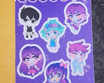 Headspace Omori Sticker Sheet | Sunny Omori Basil Kel Aubrey Mari Hero Omocat Omori Fan Gift Cute Kawaii Stationery